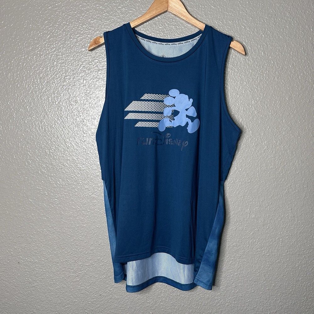 Run Disney Mickey Mesh Back Tank XL mens Blue Every Mile Is Magic